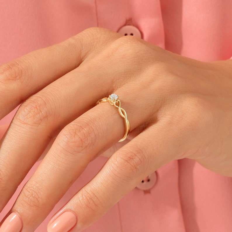 MADELYN MINIMALIST 14k Solid Gold Tiny Engagement Dainty Heart Ring for Girlfriend | Gift for Wife, Her, Mom