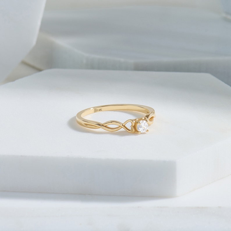 MADELYN MINIMALIST 14k Solid Gold Tiny Engagement Dainty Heart Ring for Girlfriend | Gift for Wife, Her, Mom