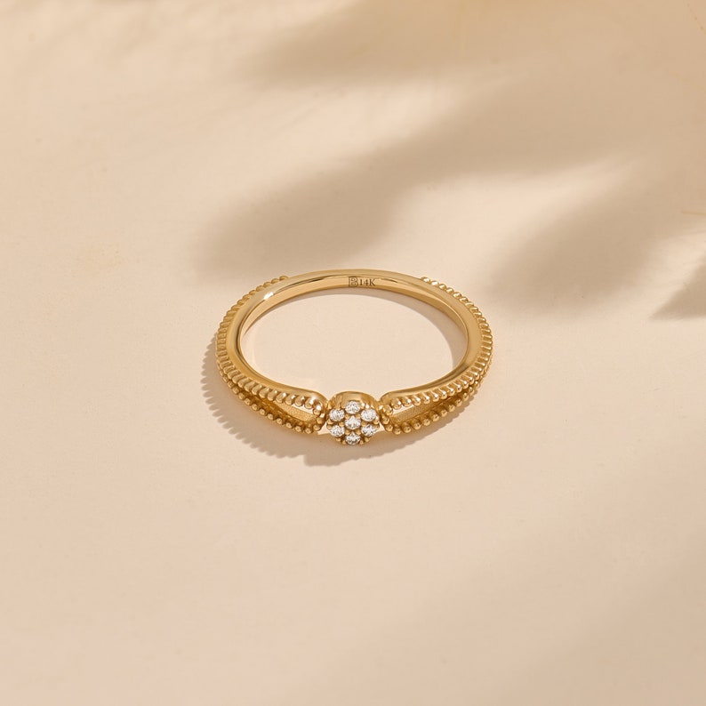 MADELYN MINIMALIST 14k Solid Gold Minimalist Tiny Heart Promise Ring W/H Diamond | Gift for Her, Mom, Wife