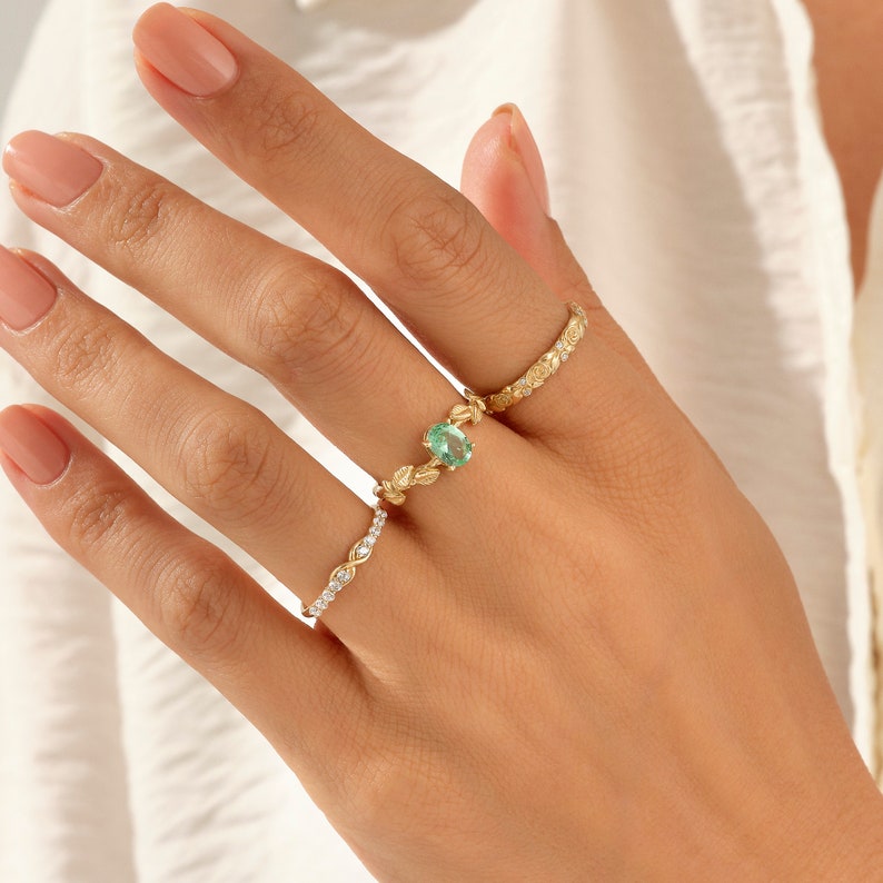MADELYN MINIMALIST 14k Solid Gold Diamond Half Eternity Infinity Symbol Promise Ring | Gift for Her, Mom, Wife