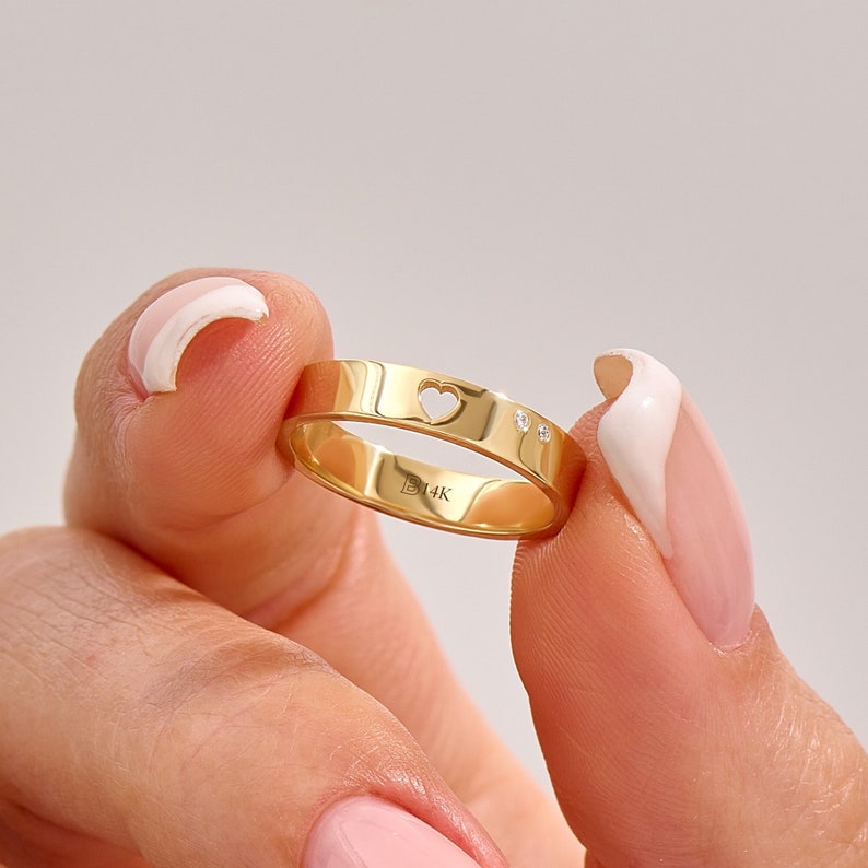 MADELYN MINIMALIST 14k Solid Gold Solid Gold Heart Commitment Ring | Gift for Mom, Wife, Her