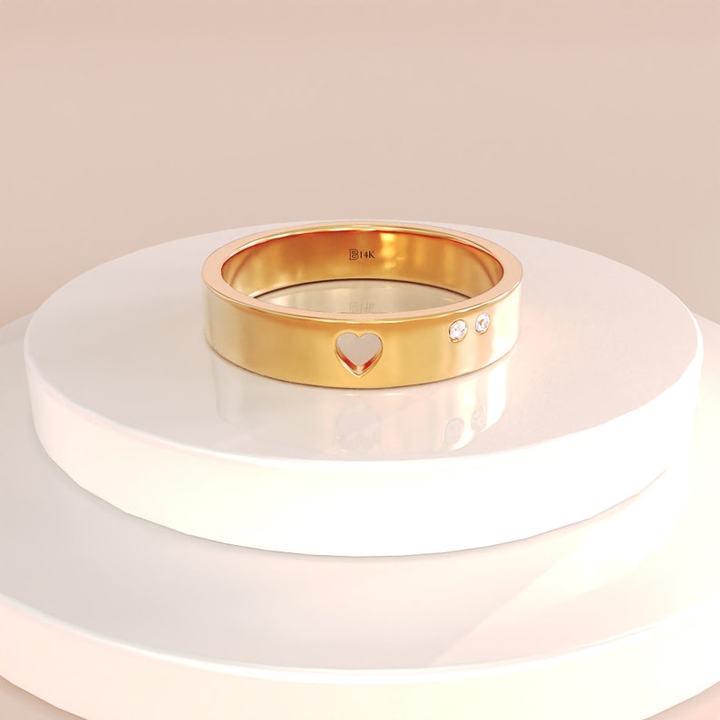 MADELYN MINIMALIST 14k Solid Gold Solid Gold Heart Commitment Ring | Gift for Mom, Wife, Her