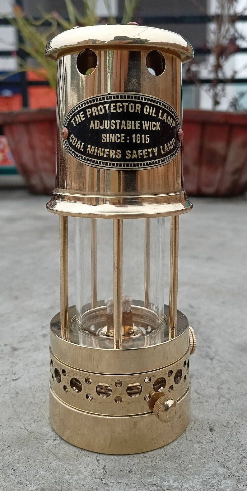 MEDIEVALMART Vintage Decorative Brass Miner Lantern Gold Finish Clear Glass