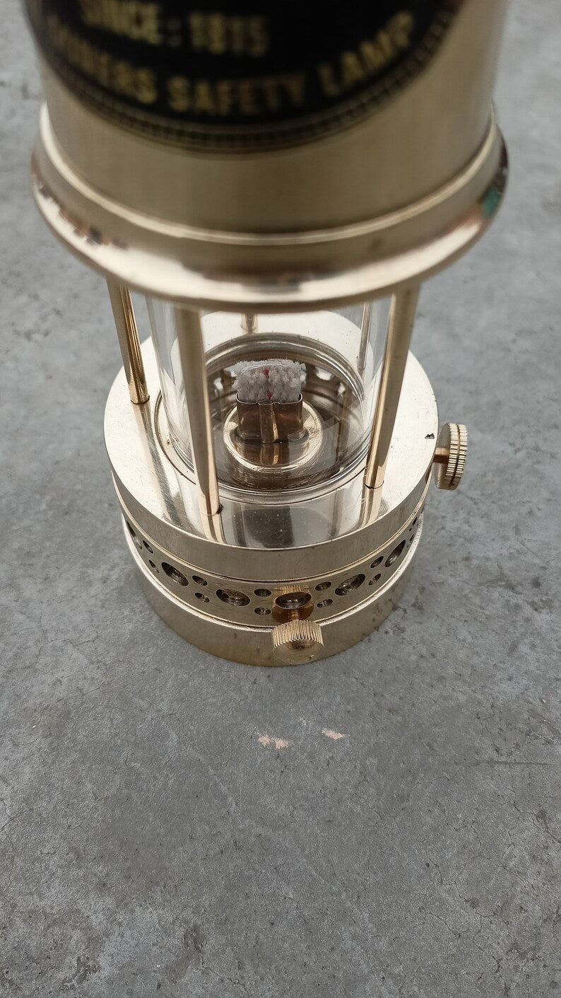 MEDIEVALMART Vintage Decorative Brass Miner Lantern Gold Finish Clear Glass