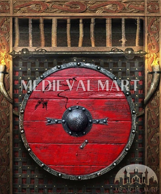 MEDIEVALMART Ragnar Lothbrok Authentic Battleworn Viking Wooden Shield | Gifts For Dad