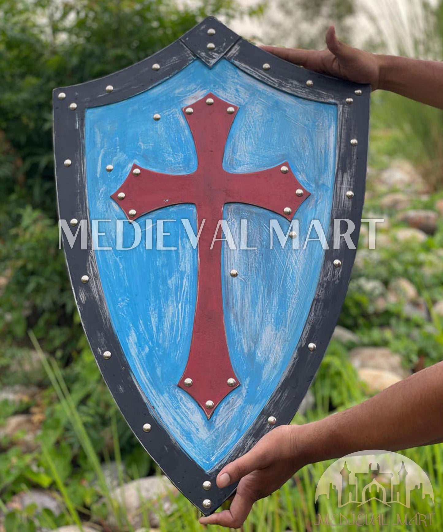 MEDIEVALMART Medieval Templar Cross Crusader Wooden Shield | Gift for Christmas Day