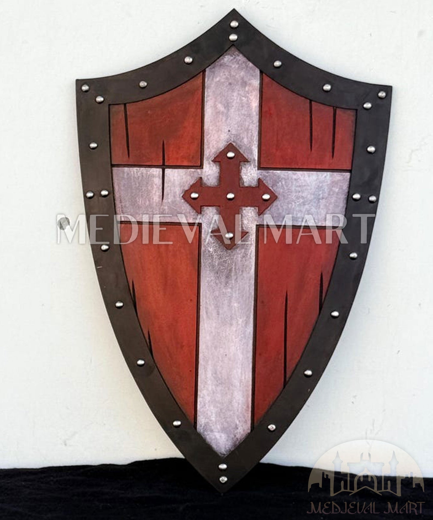 MEDIEVALMART Medieval Knight Templar Crusader Shield Red Finish Halloween Costume - Gift for Dad