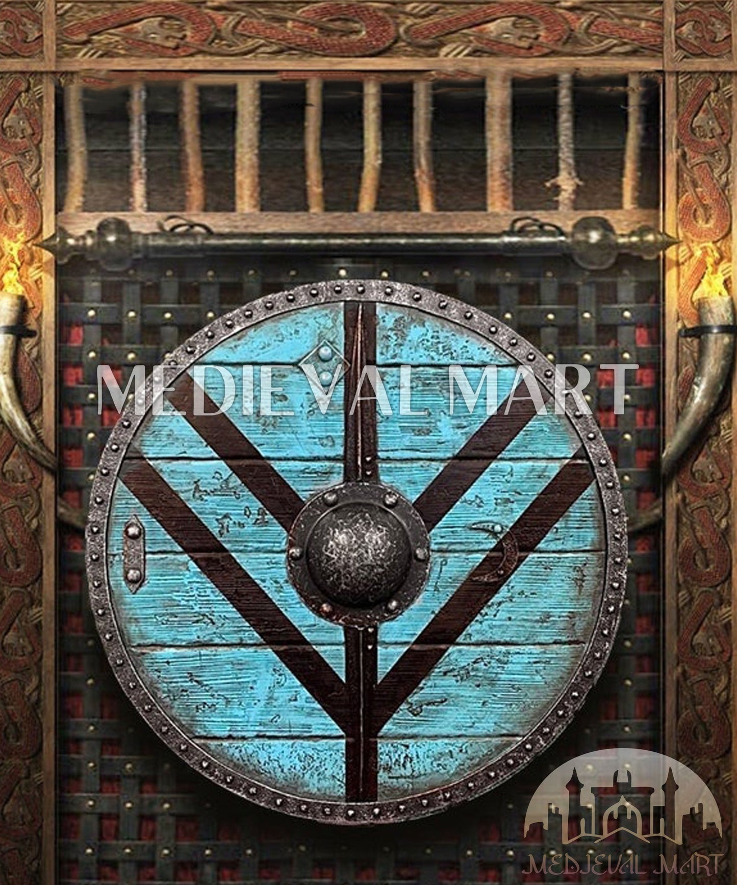 MEDIEVALMART Legendary Viking's Lagertha “Saxo Grammaticus” Battleworn Iconic Viking Wooden Shield | Gifts For Dad