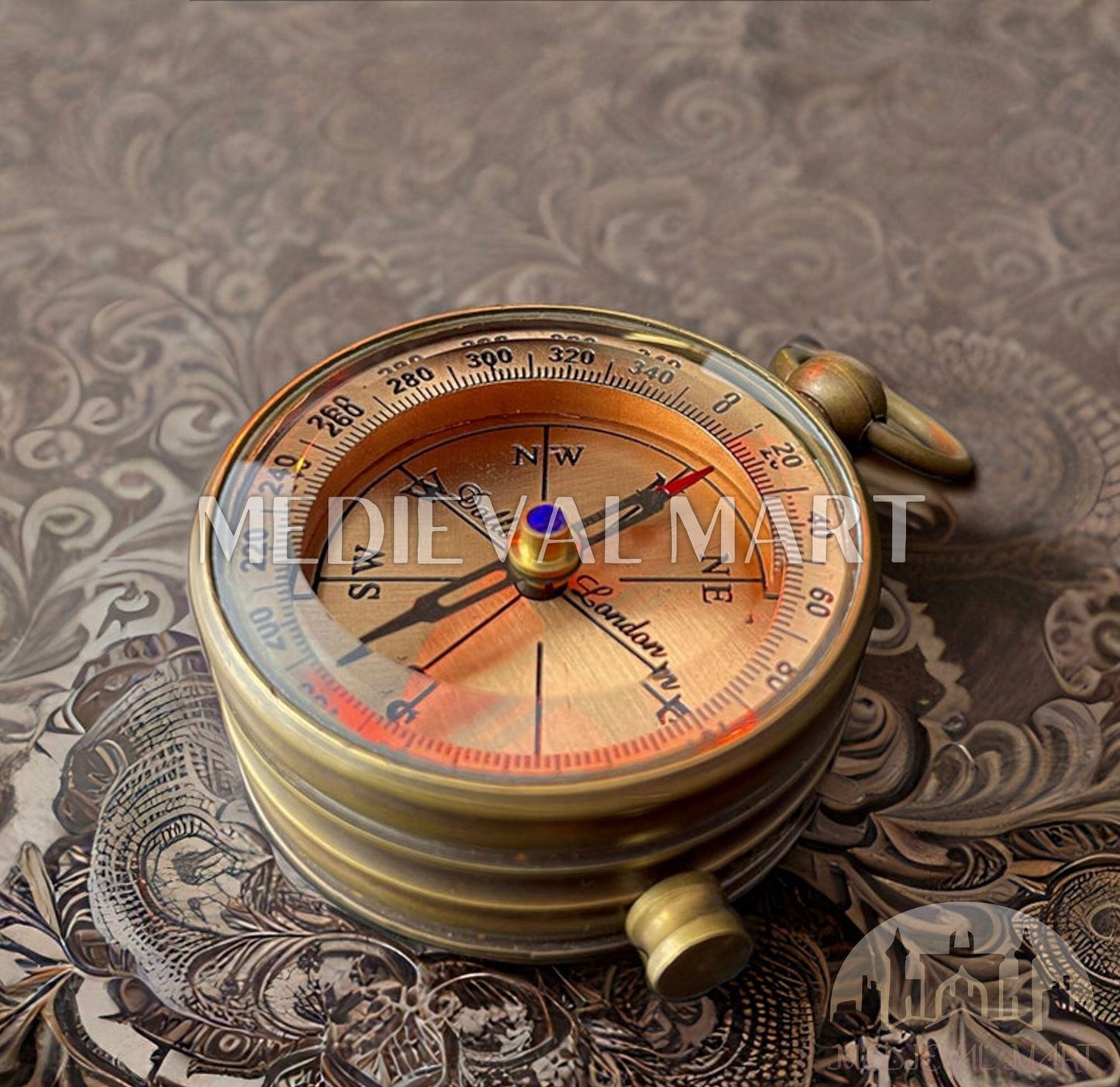 MEDIEVALMART Nautical Brass Personal Engrave Adventure Working Compass Gold Finish | Gift For Mom & Dad