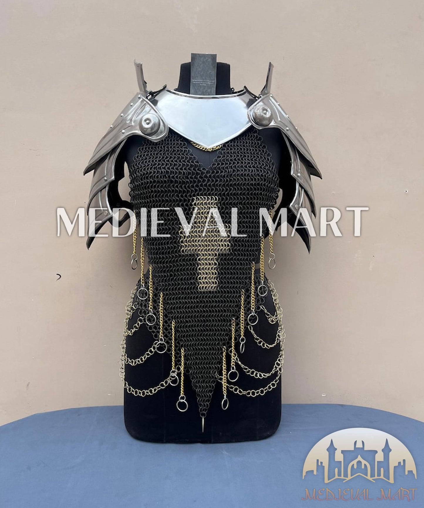 MEDIEVALMART (Isolara Dragonplate) Women’s Armor W/H Black (Dragonfang) Jesus Chainmail