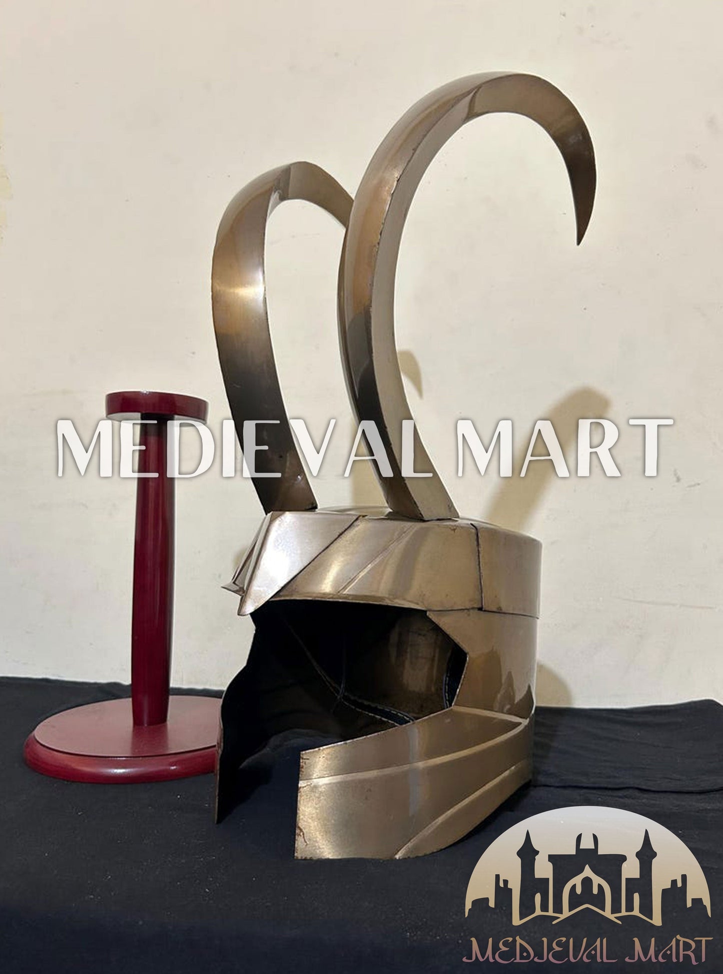 MEDIEVALMART "Thor Ragnarok" Marvel Character Loki Helmet W/H Free Stand | Marvel Props