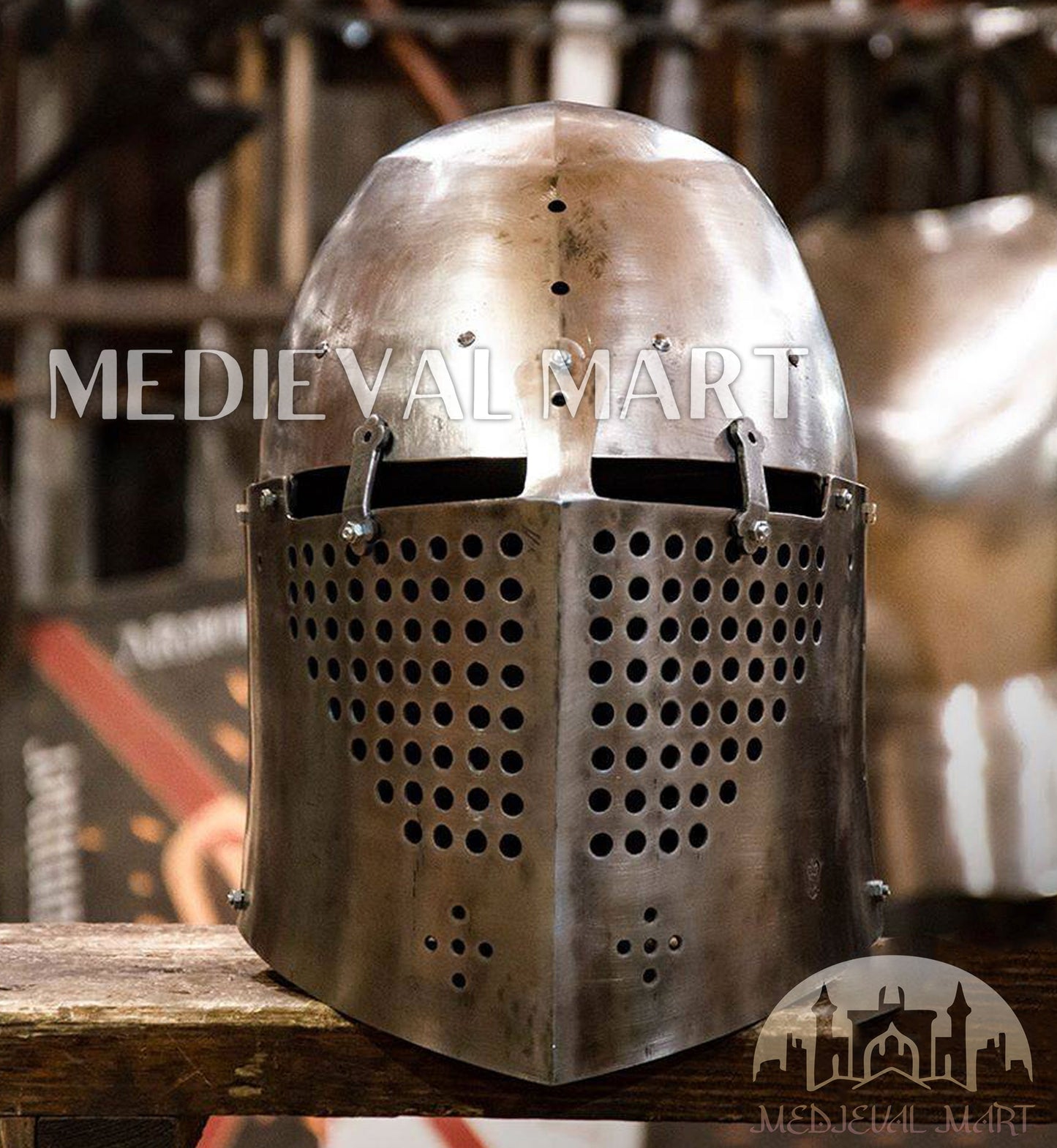 MEDIEVALMART 14th-Century Gothic European knight Modern Fighting Samson Helmet for IMCF