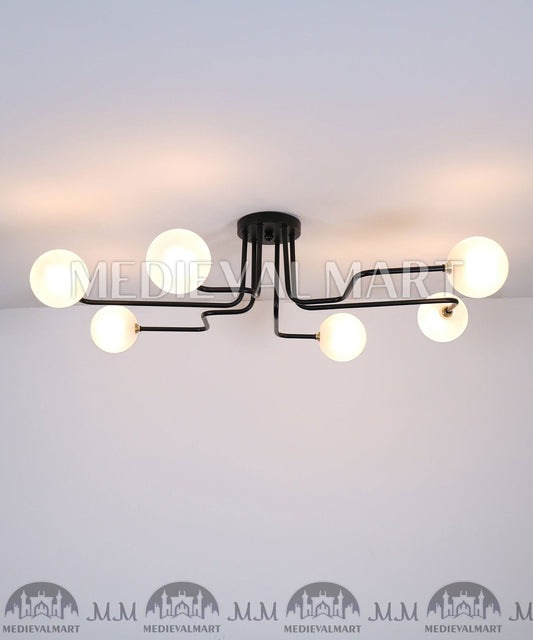 MEDIEVALMART Minimal Mid Century Light, Elongated Lamp, Ceiling Light Fixture