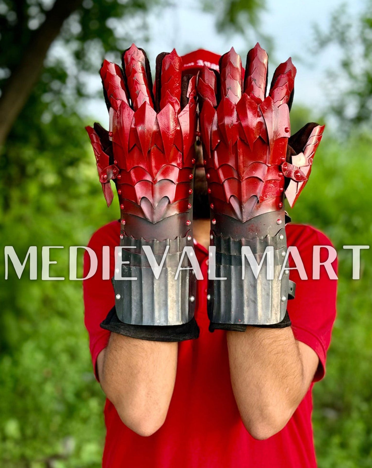 MEDIEVALMART LOTR Witcher Sauron-Inspired Iron Man Gauntlet Edition - Fantasy Gloves Armor