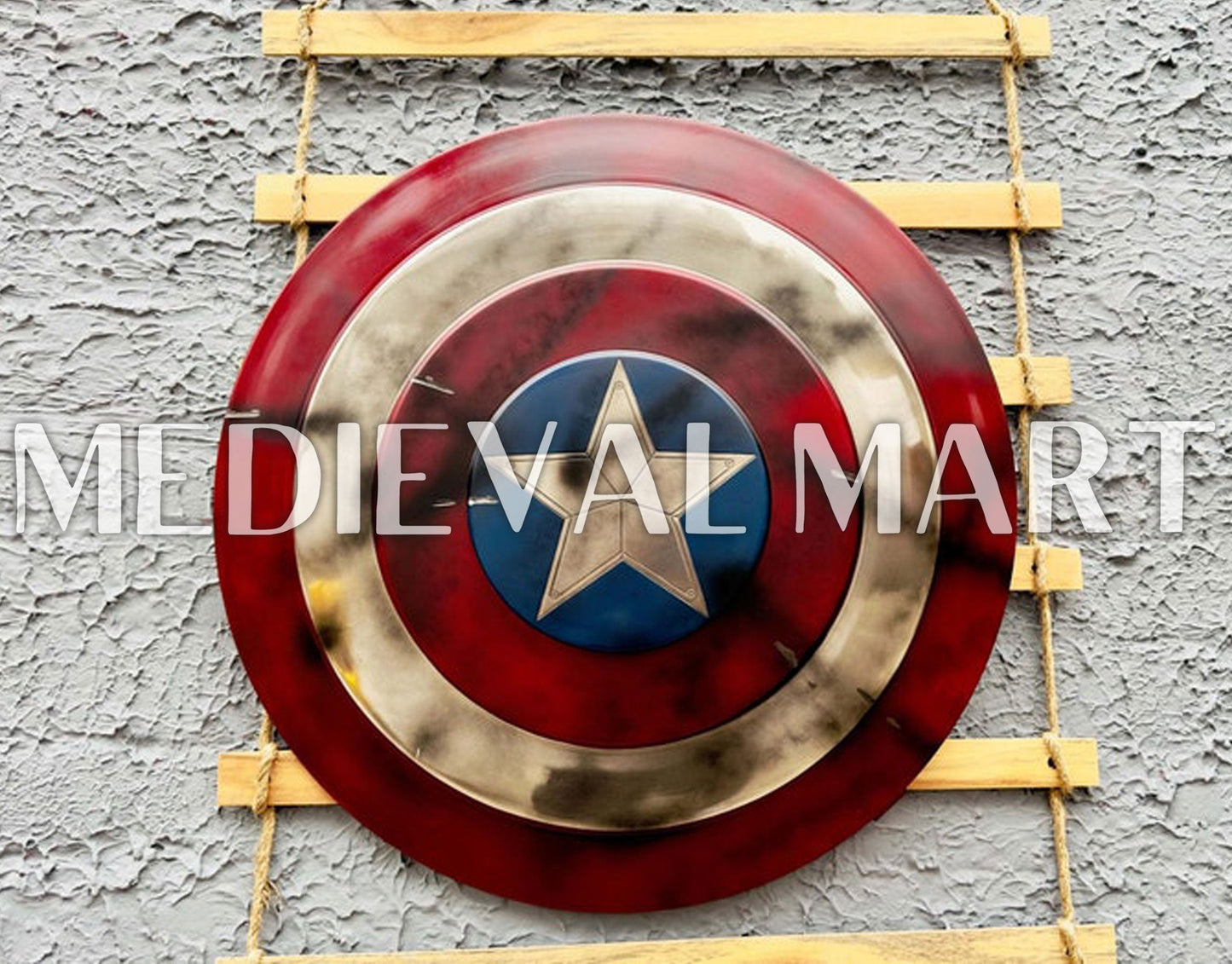 MEDIEVALMART Marvel Legend Captain America Shield Battle Damage Finish Marvel Prop Replica