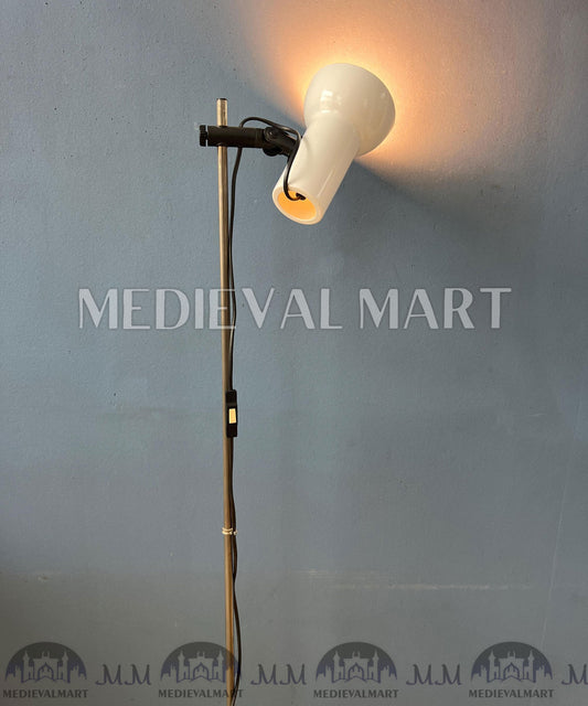 MEDIEVALMART Vintage Italian Small White Mid Century Floor Lamp