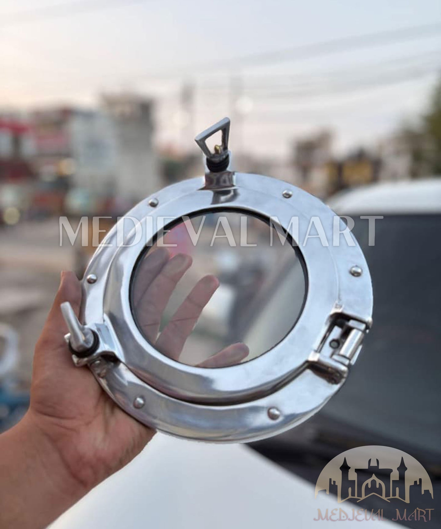 MEDIEVALMART Shiny Chrome Finish Maritime Ship Porthole