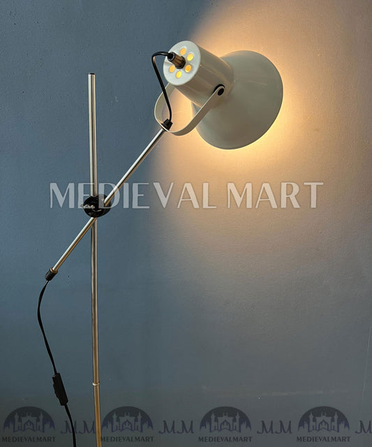 MEDIEVALMART Petit Lampadaire Flexible Blanc Vintage Italien Meilleur Éclairage Domestique