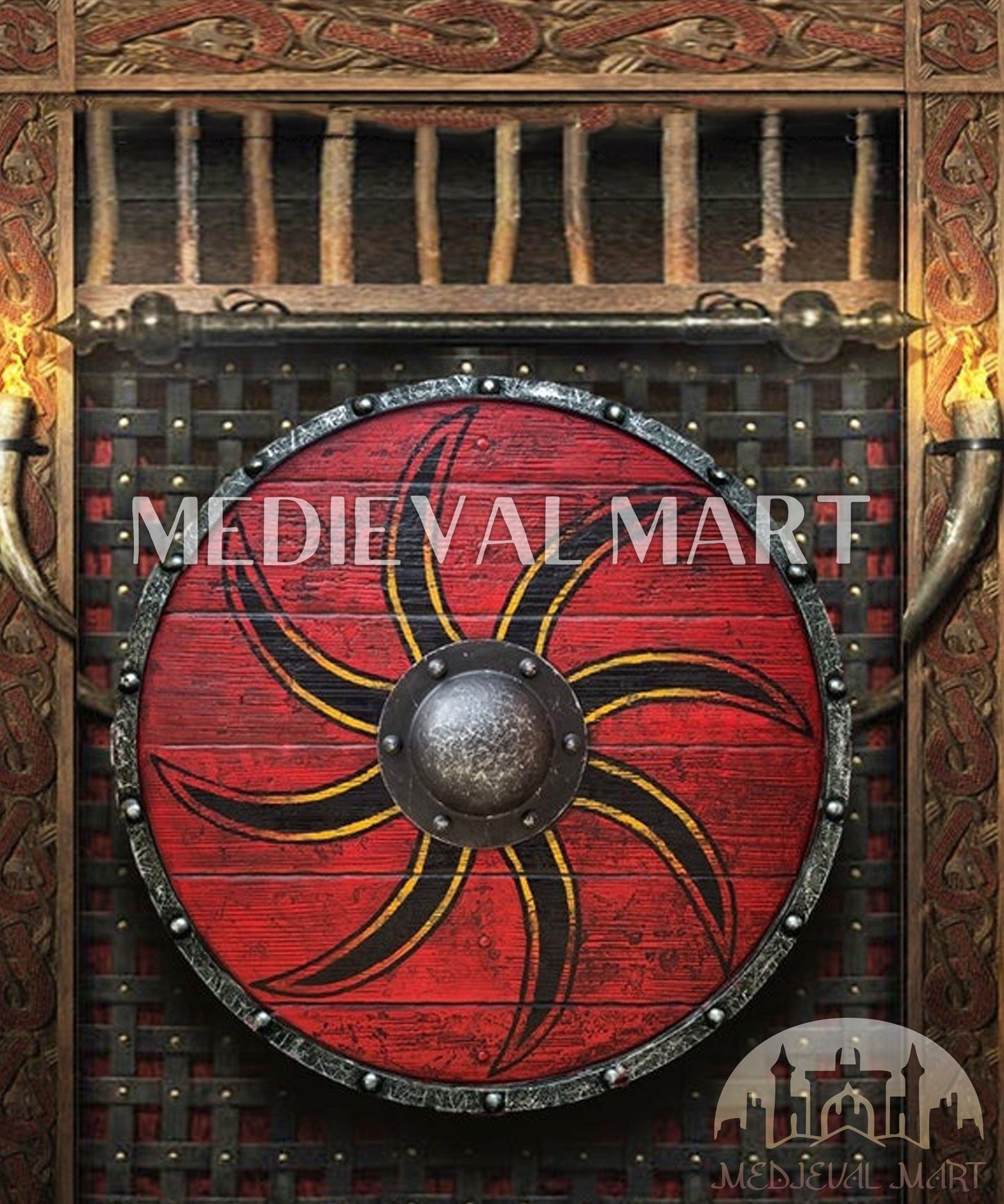 MEDIEVALMART Valhalla Viking's Ivar the Boneless Warrior Battle’s Viking Wooden Shield | Gifts For Dad