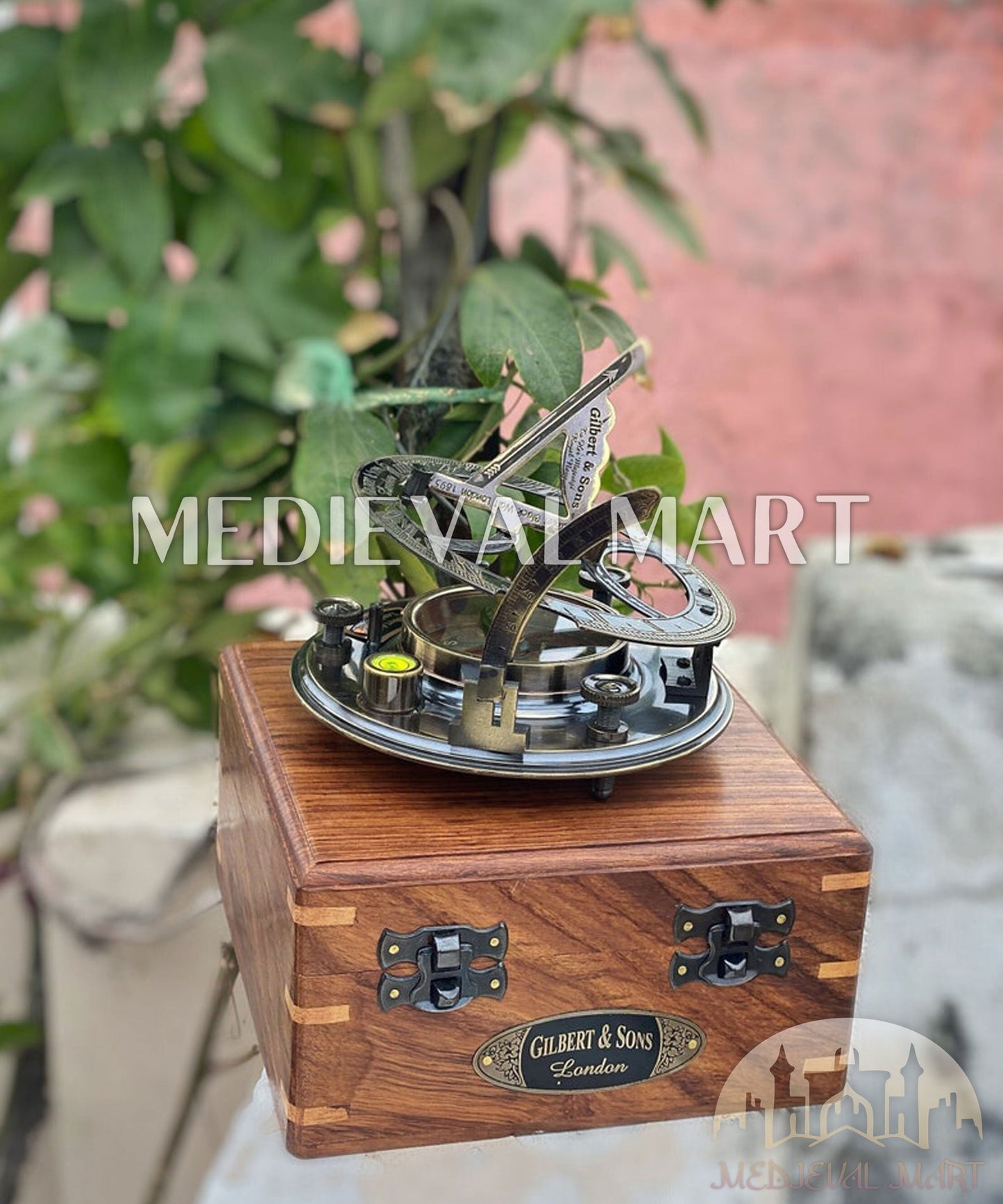 MEDIEVALMART “SolarVane” Antique Brass Sundial Compass (1895 Replica) W/H “VintageVault” Case | Nautical Gifts For Mom, Dad
