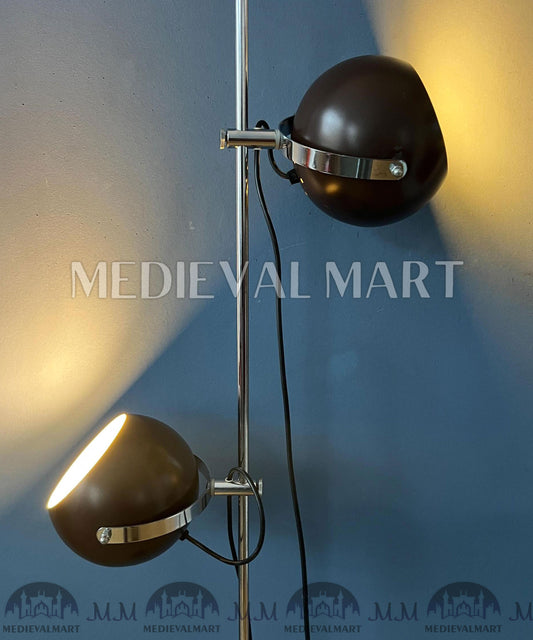 Lampadaire globe oculaire Mid-Century Space Age vintage marron MEDIEVALMART