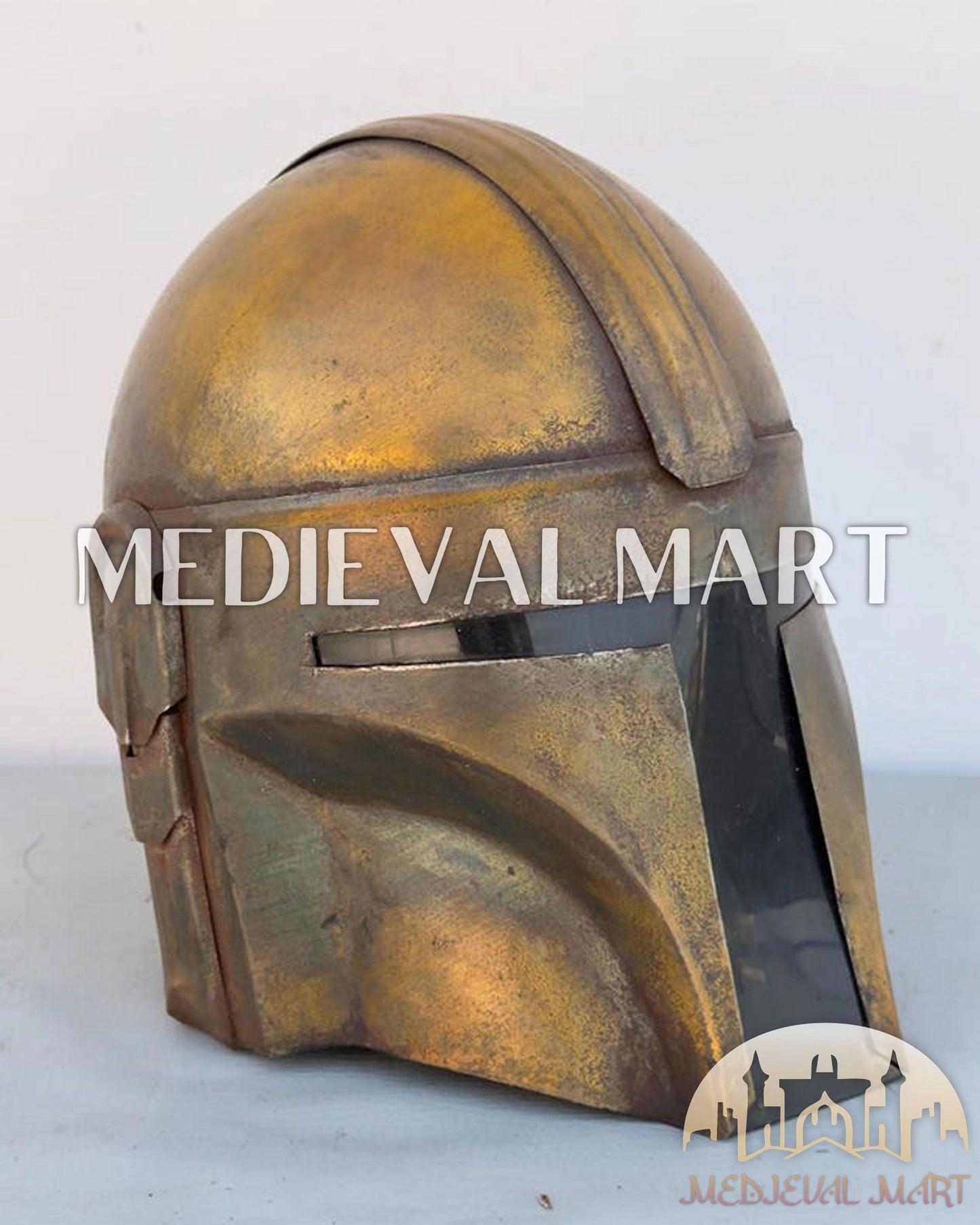 MEDIEVALMART "The Mandalorian" Din Djarin Antique finish Helmet W/H Free Stand | Star Wars Props