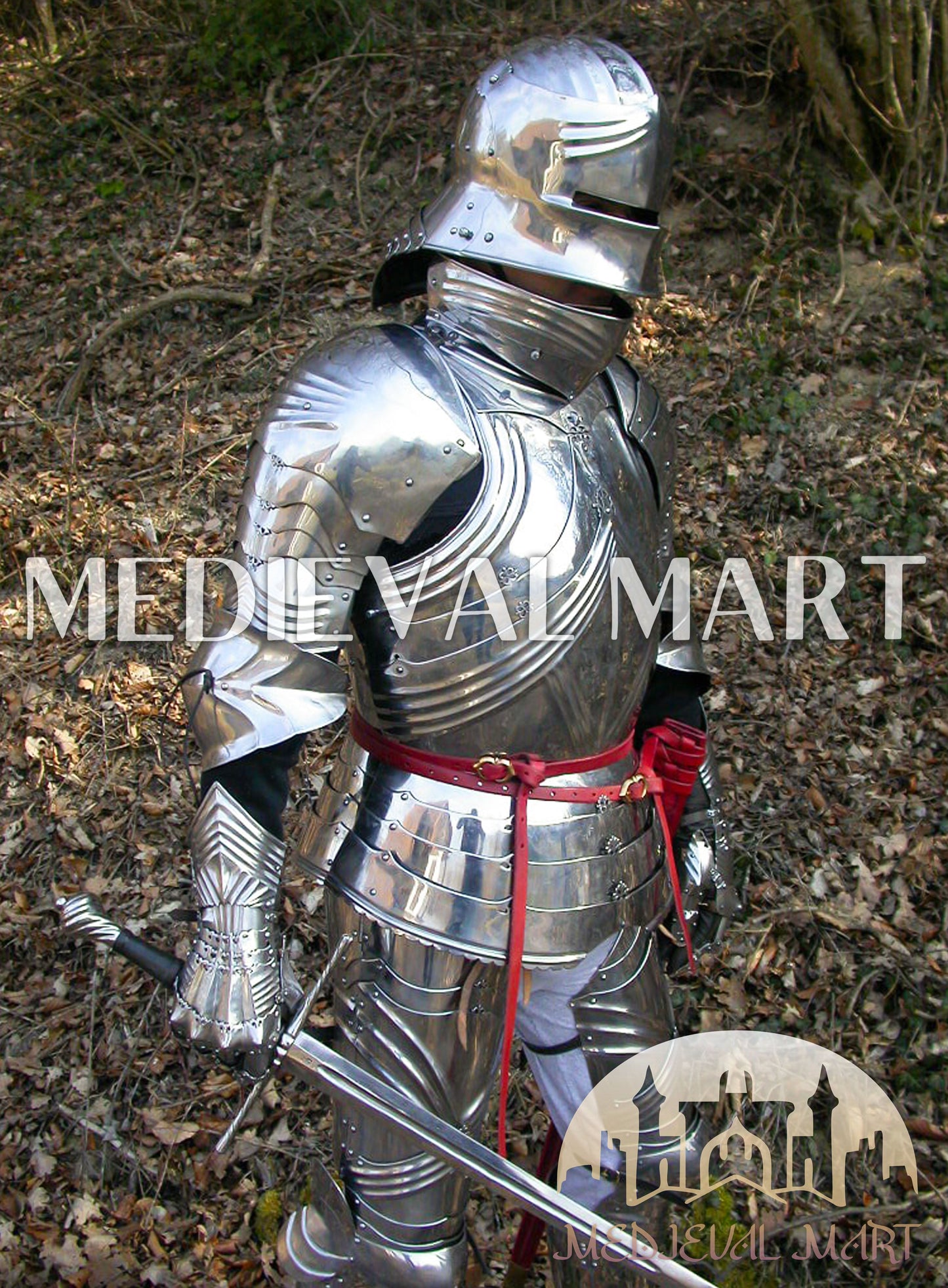 MEDIEVALMART Medieval 15th century Germans knight warrior full body complete metal armour costume with Sword and Chain mail Inner