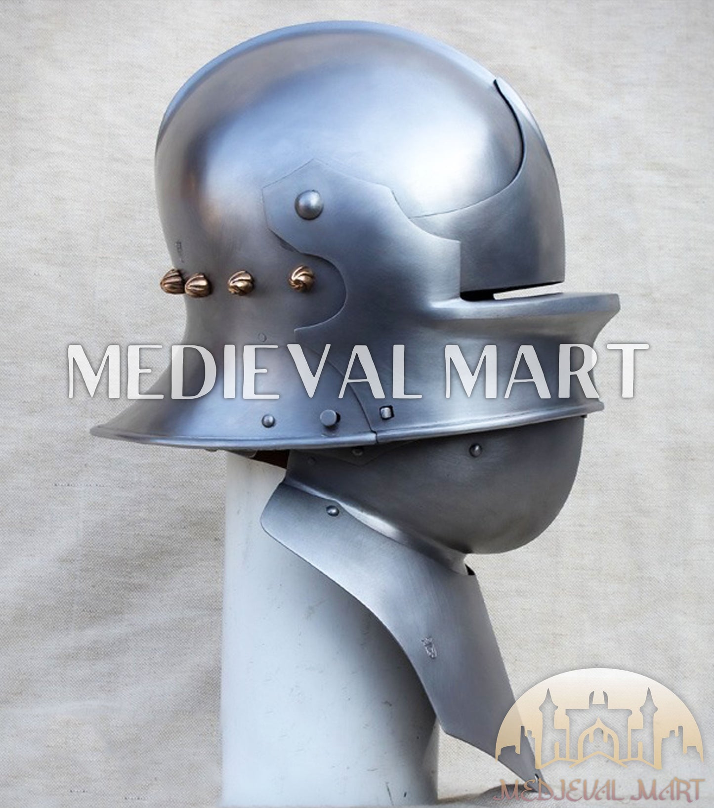 MEDIEVALMART Hungary Mid Century Medieval Gothic Celata War Helmet With Neck Armor