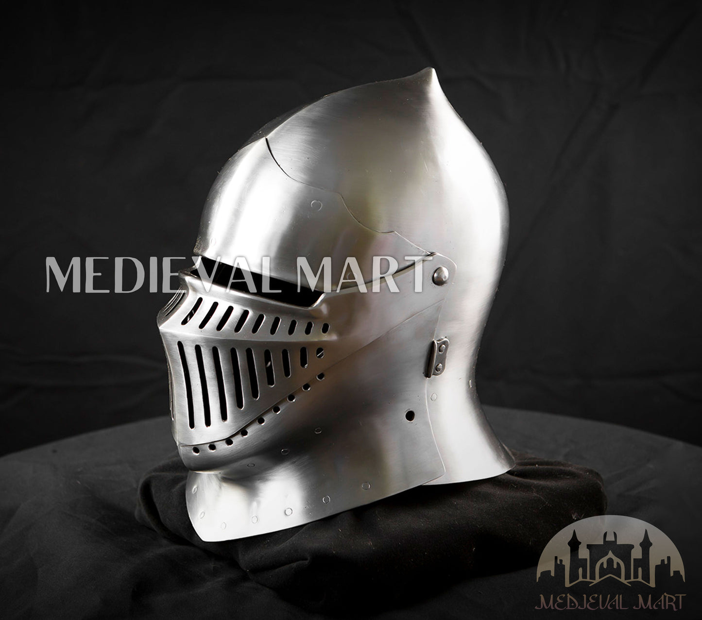 MEDIEVALMART 13th-Century Medieval European Mild Steel knight Closed "Griffon" Helmet