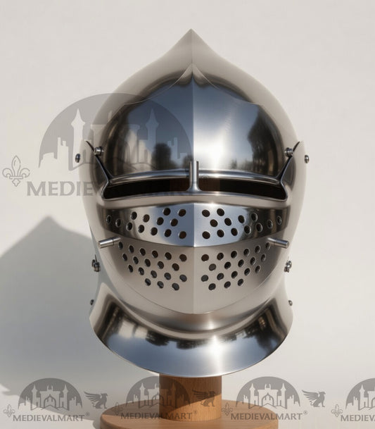 MEDIEVALMART Casque Salade Gothique Européen XVe Siècle Chevalerie Chrétienne GN ; SCA