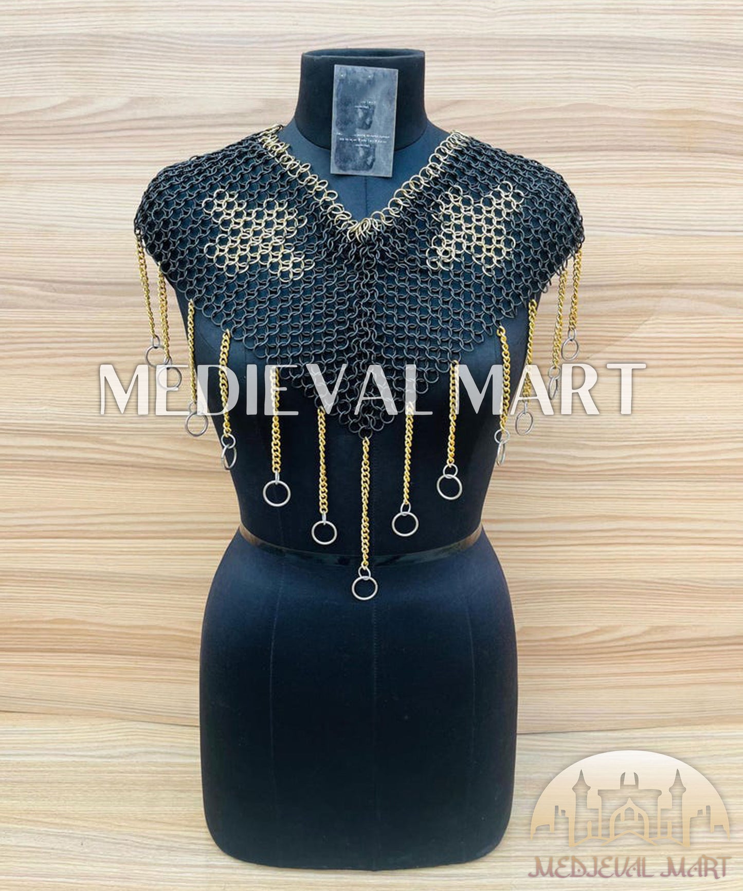 MEDIEVALMART Women’s Black (Sable Knight) Chainmail Armor W/o Skirt