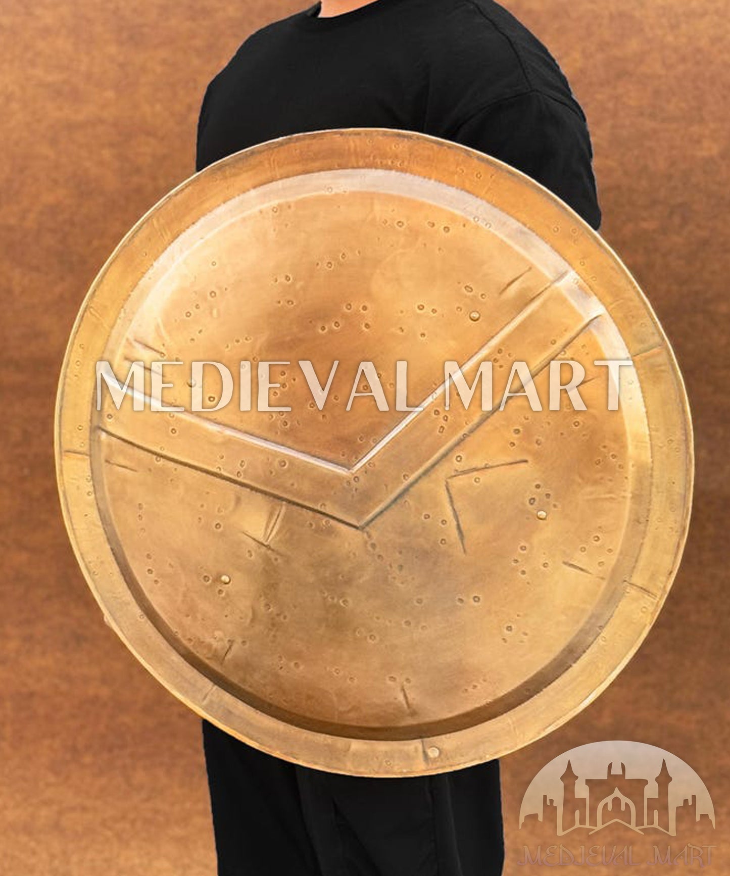 MEDIEVALMART Medieval 300 Spartans King Leonidas Shield Gold Finish | Gift for Dad