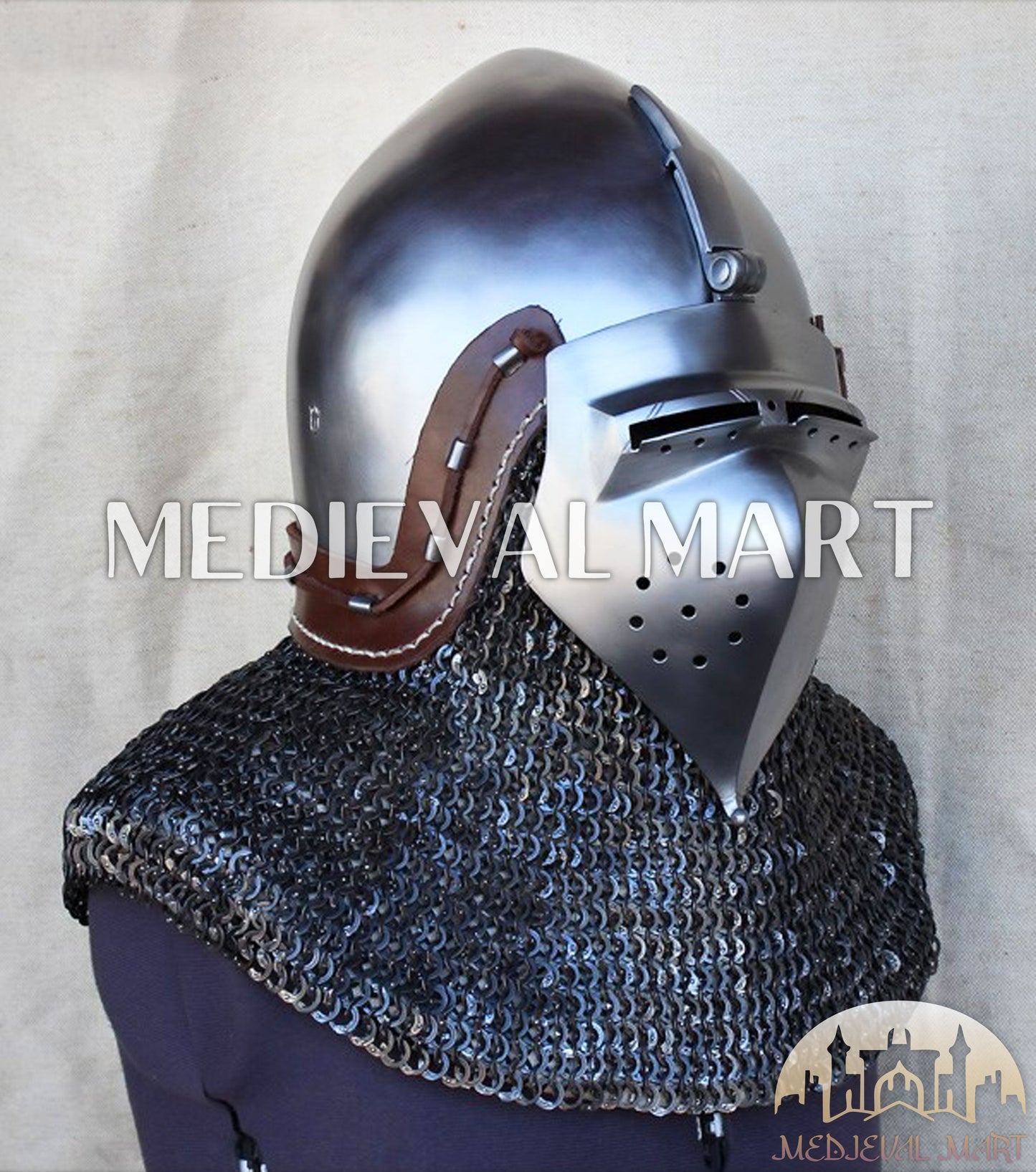 MEDIEVALMART XIV Century Medieval "The Wayward Knight" klappvisor Bascinet Helmet
