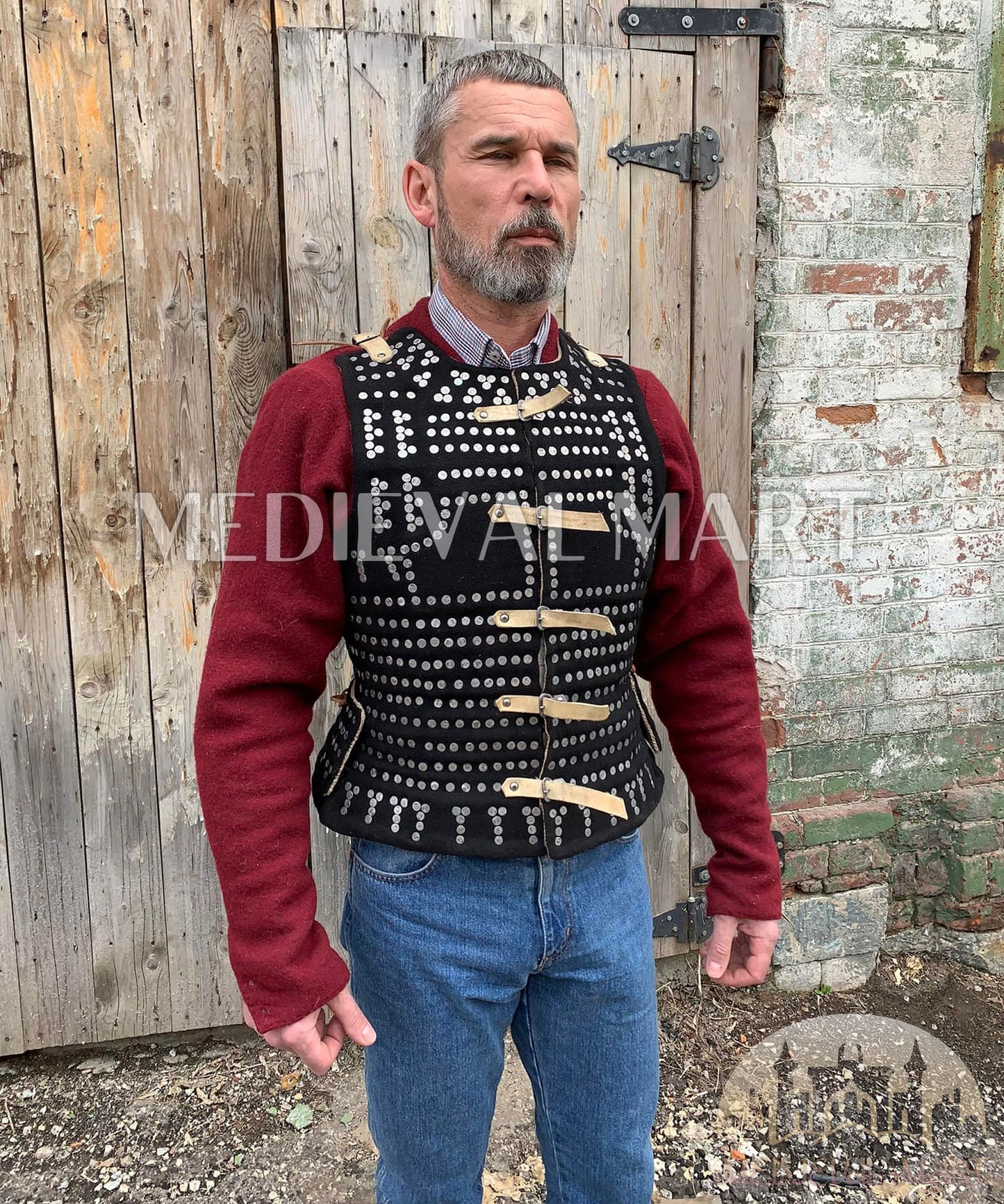 MEDIEVALMART Luxury Renaissance Simplified PREMIUM Black Brigandine Plates Jacket Armor Type Royal LARP Wimbledon, For Cosplay Him & Her