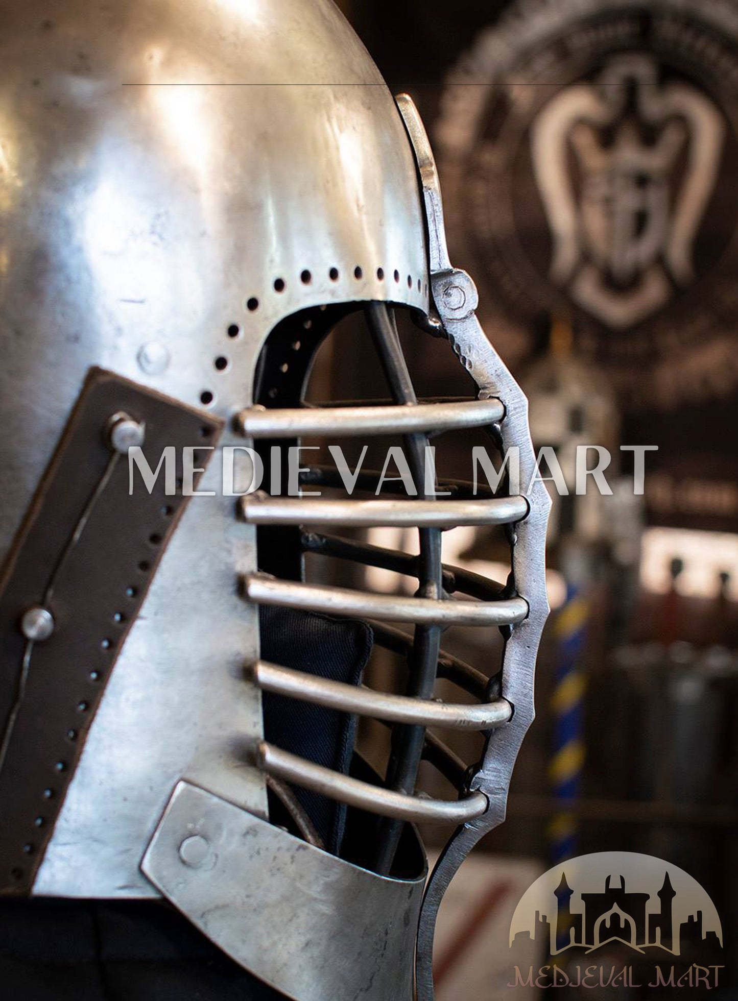 MEDIEVALMART Medieval Sport Fighter Wolf Ribs Full Face Superior Bar Grill Bascinet