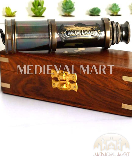 MEDIEVALMART Nautical Antique Brass Custom Telescope With Box Gift for Mom