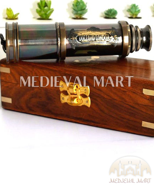 MEDIEVALMART Nautical Antique Brass Custom Telescope With Box Gift for Mom