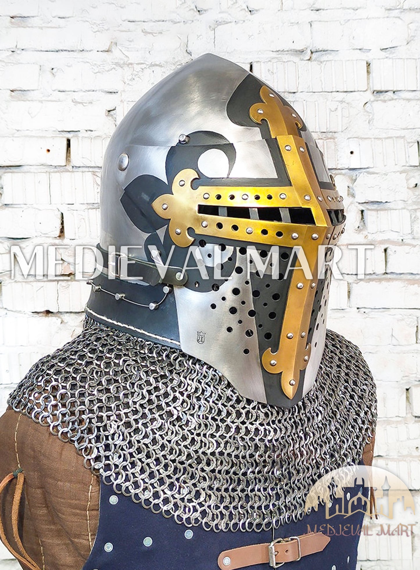 MEDIEVALMART 4th-Century Alexander “Monarch” Edition ROA Helmet W/H Golden Cross
