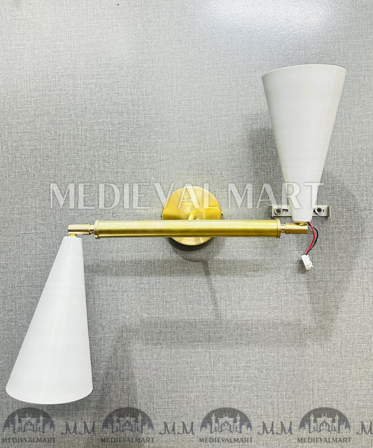MEDIEVALMART Handmade Custom Brass Vanity Light: Mid-Century Modern Bathroom Sconce