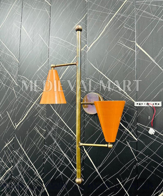 MEDIEVALMART Handcrafted Brass 2-Light Wall Sconce: Modern Wall Decor