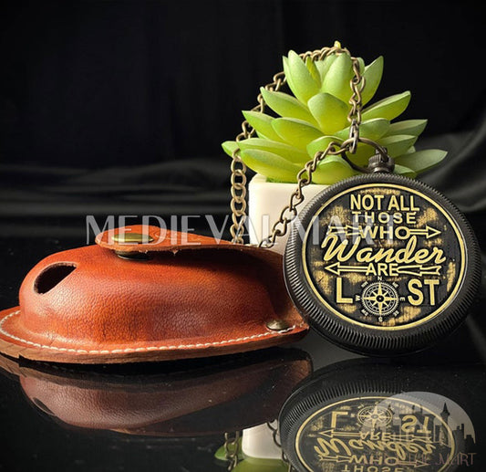 MEDIEVALMART Nautical Brass Vintage Custom Engrave Adventure Compass antique Black W/H Leather Case | Gift For Mom