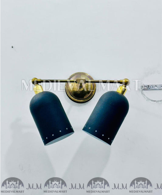 MEDIEVALMART Custom Brass Vanity Light: Mid Century Matte Black Wall Sconce