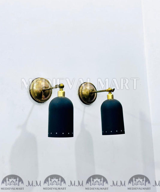 MEDIEVALMART Handcrafted Brass Wall Sconce: Mid-Century Italian Stilnovo Style