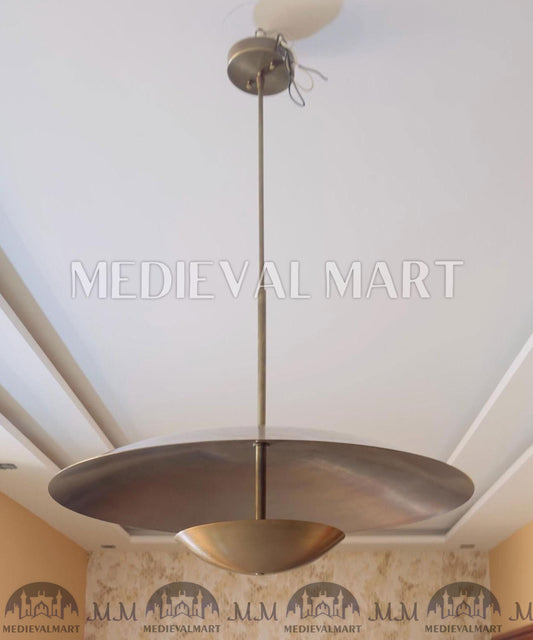 MEDIEVALMART Mid Century Modern Brass Chandelier, Handmade 3-Light Pendant
