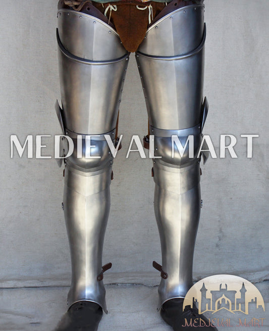 MEDIEVALMART European Greaves Knight English Legs Armor "Buff Polish"