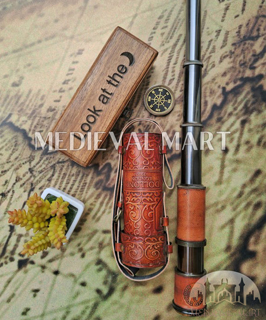 MEDIEVALMART Nautical Personalized Telescope for adults or kids pirate spyglass Gift for Dad