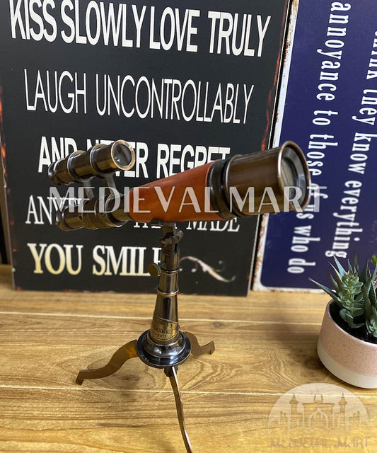 MEDIEVALMART Nautical Handmade Brass Telescope on a Metal Stand Decorative Gift for Dad