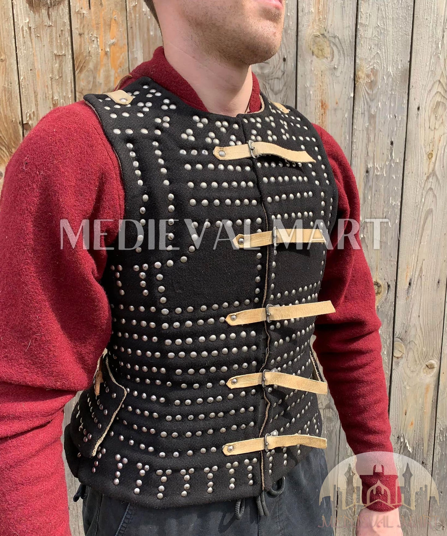 MEDIEVALMART Luxury Renaissance Simplified PREMIUM Black Brigandine Plates Jacket Armor Type Royal LARP Wimbledon, For Cosplay Him & Her