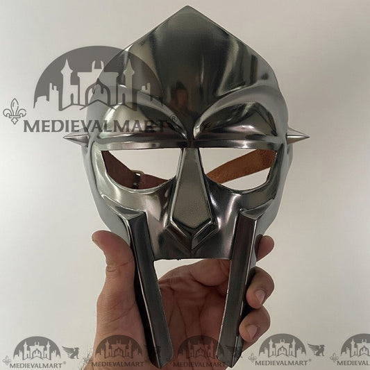 MEDIEVALMART MF DOOM Mask Mad-villain Grey Finish Steel Face Armor
