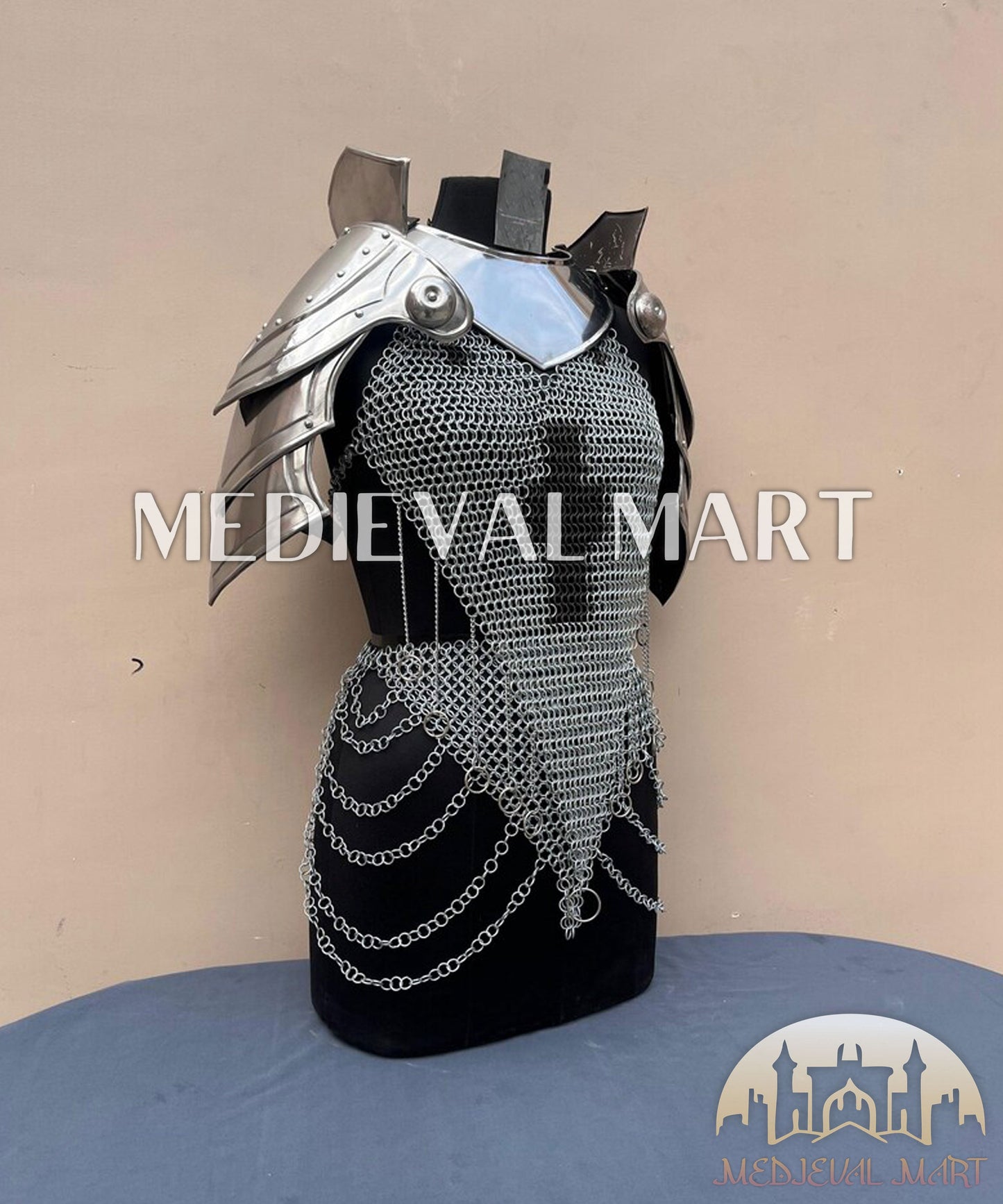 MEDIEVALMART (Isolara Dragonplate) Women’s Armor W/H Silver (Dragonfang) Jesus Chainmail Armor